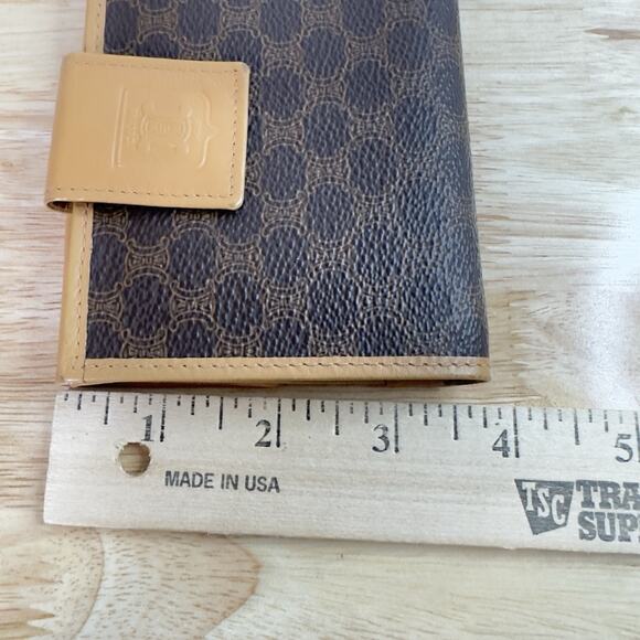 Vintage Celine Macadam Canvas Bifold Wallet Brown Tan Leather Made in Italy - Picture 9 of 16